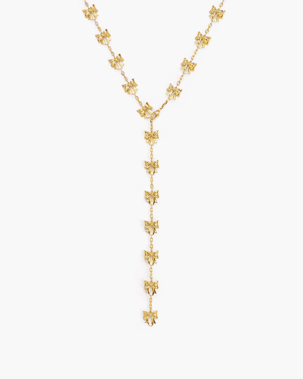 Bow Lariat Long Necklace in Gold
